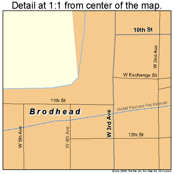 Brodhead, Wisconsin road map detail