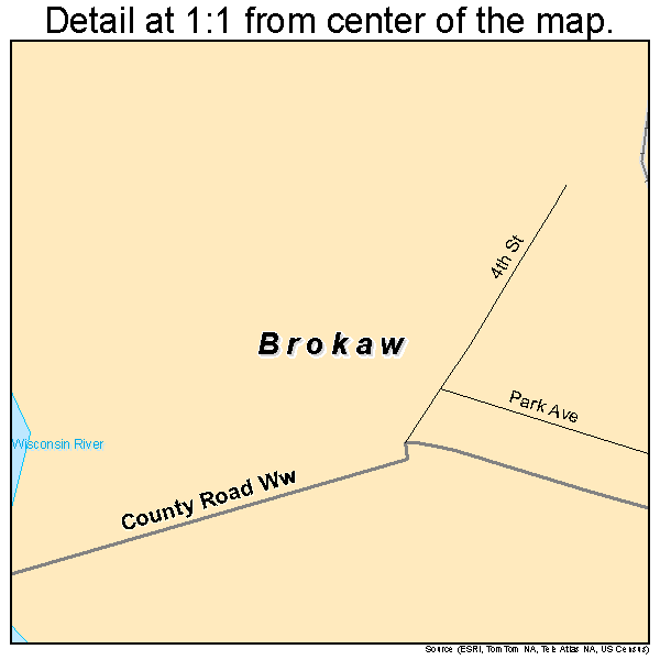 Brokaw, Wisconsin road map detail