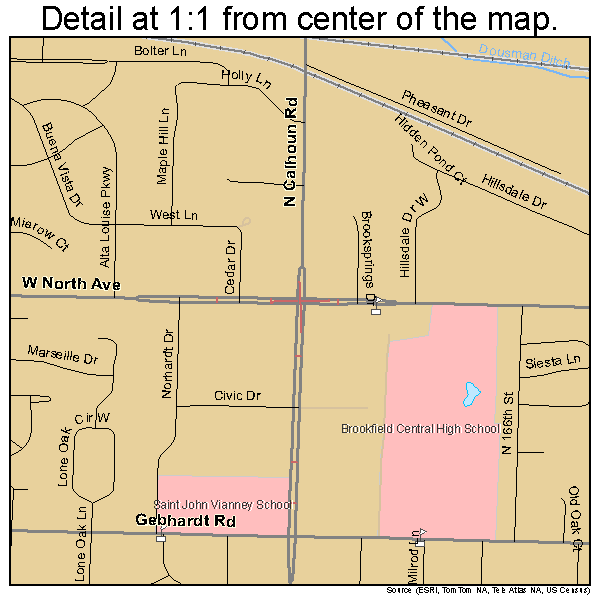 Brookfield, Wisconsin road map detail