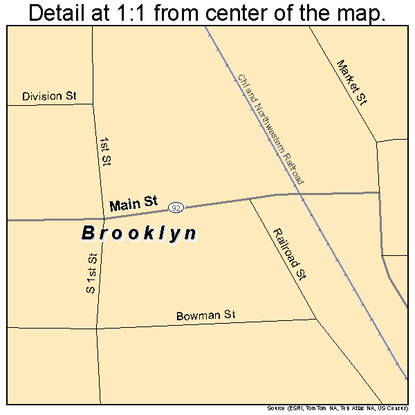 Brooklyn, Wisconsin road map detail