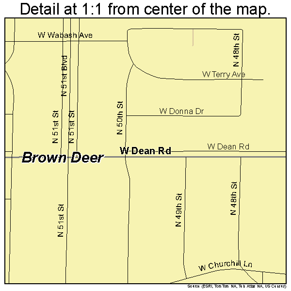 Brown Deer, Wisconsin road map detail