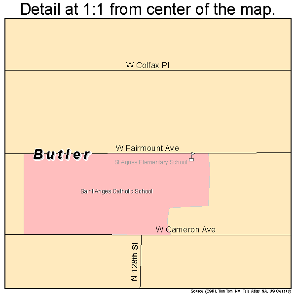 Butler, Wisconsin road map detail