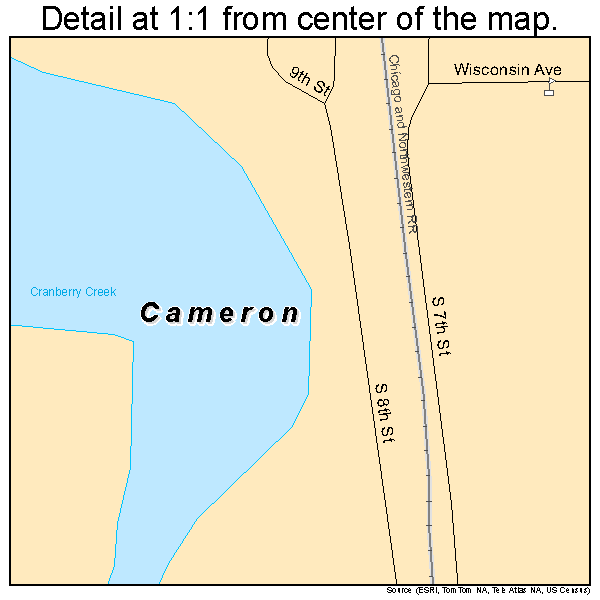 Cameron, Wisconsin road map detail