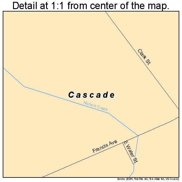 Cascade, Wisconsin road map detail