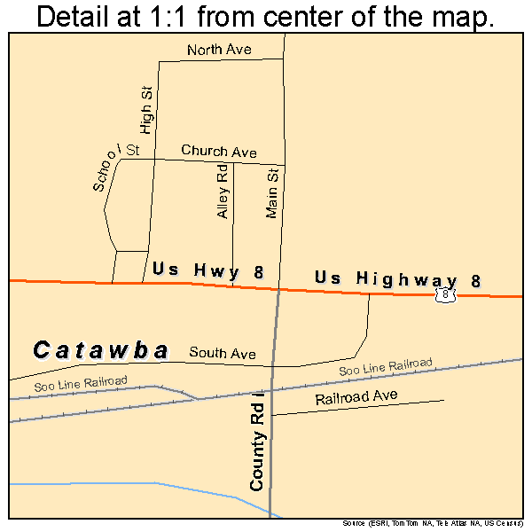 Catawba, Wisconsin road map detail
