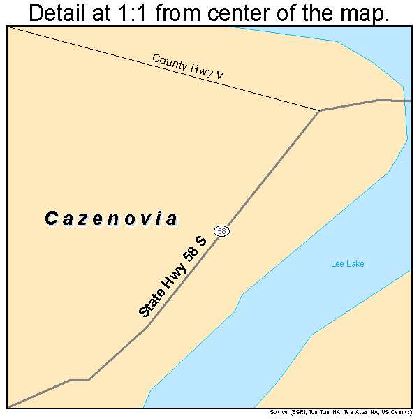 Cazenovia, Wisconsin road map detail