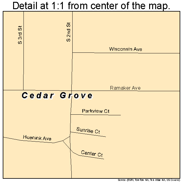 Cedar Grove, Wisconsin road map detail