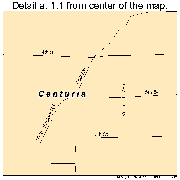 Centuria, Wisconsin road map detail