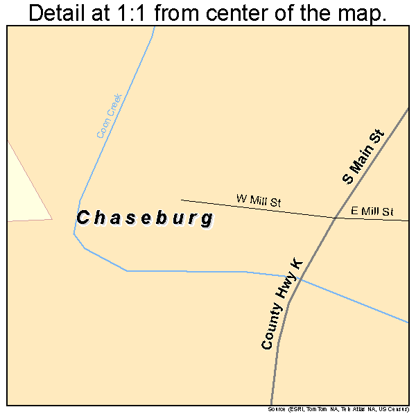 Chaseburg, Wisconsin road map detail
