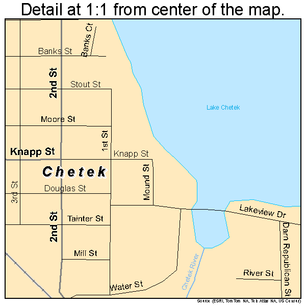 Chetek, Wisconsin road map detail