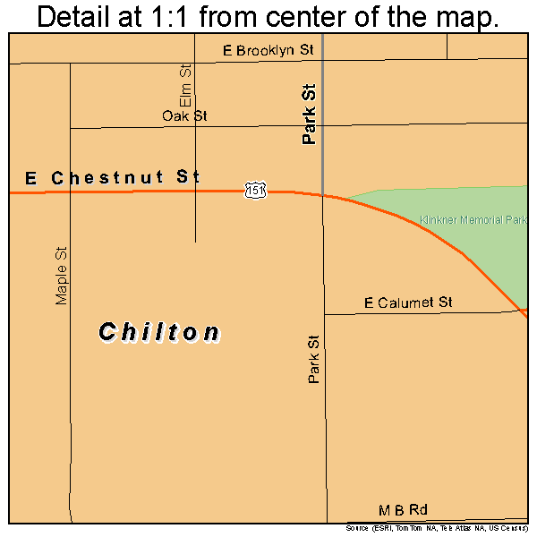 Chilton, Wisconsin road map detail