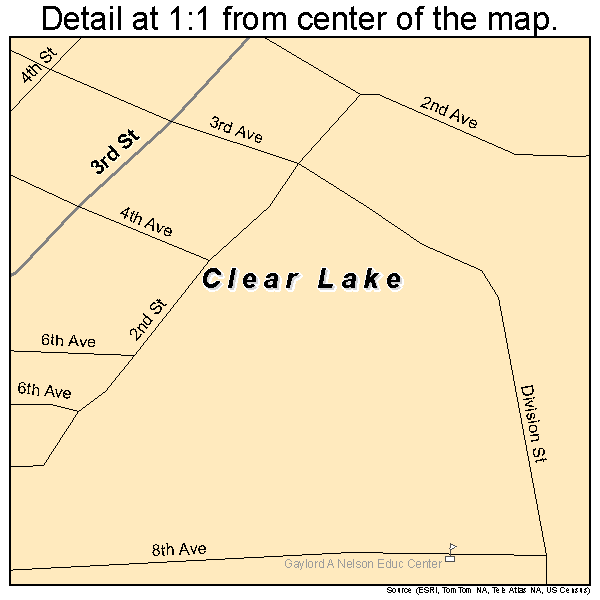 Clear Lake, Wisconsin road map detail