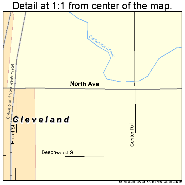 Cleveland, Wisconsin road map detail
