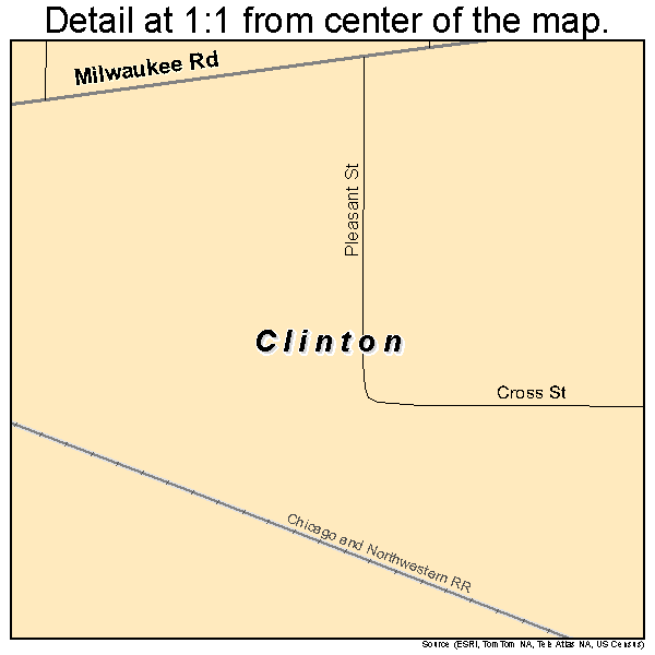 Clinton, Wisconsin road map detail