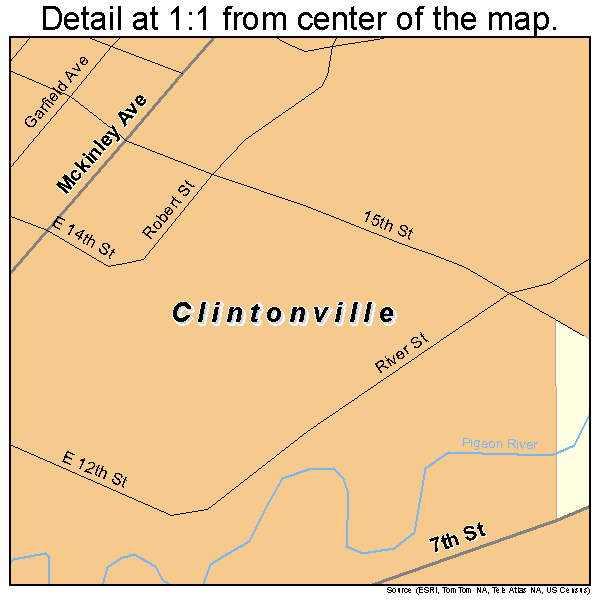 Clintonville, Wisconsin road map detail