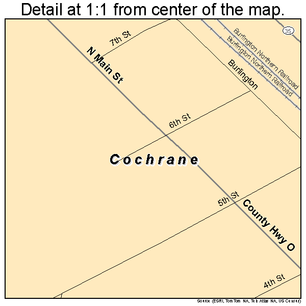 Cochrane, Wisconsin road map detail