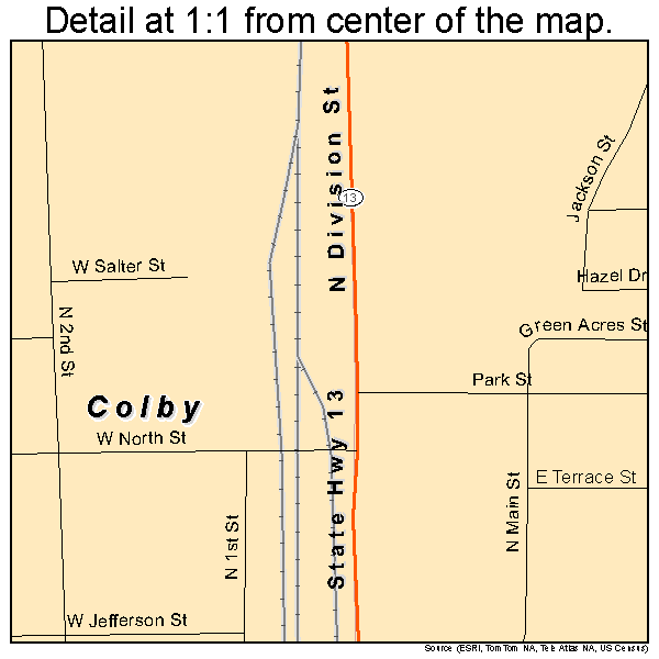 Colby, Wisconsin road map detail