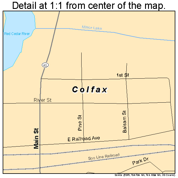Colfax, Wisconsin road map detail