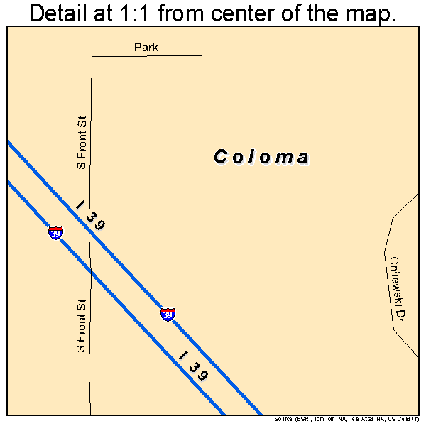 Coloma, Wisconsin road map detail