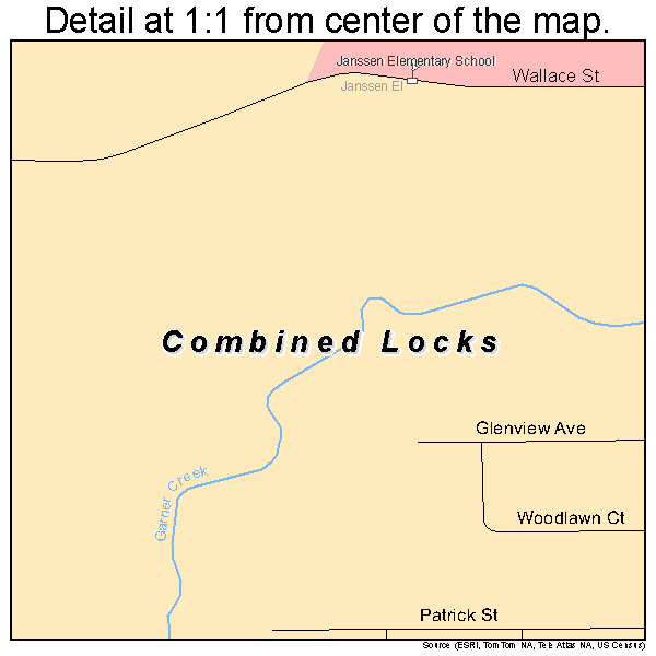 Combined Locks, Wisconsin road map detail