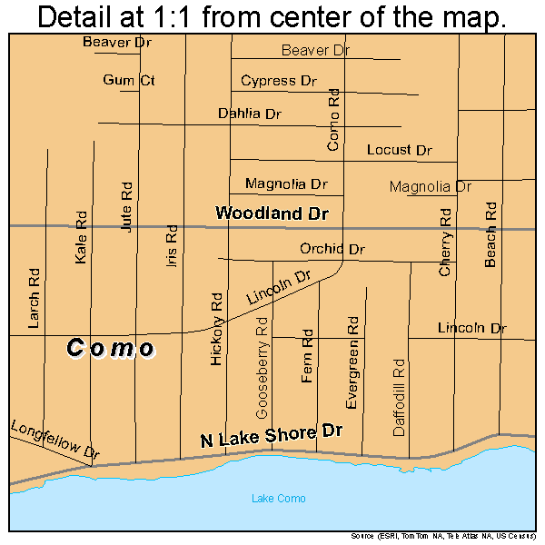Como, Wisconsin road map detail