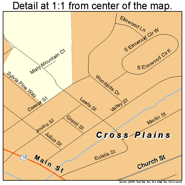 Cross Plains, Wisconsin road map detail