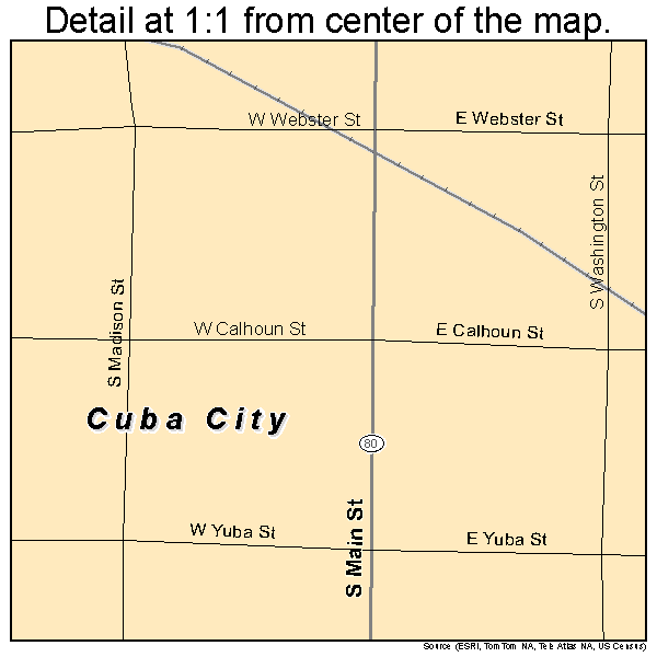 Cuba City, Wisconsin road map detail