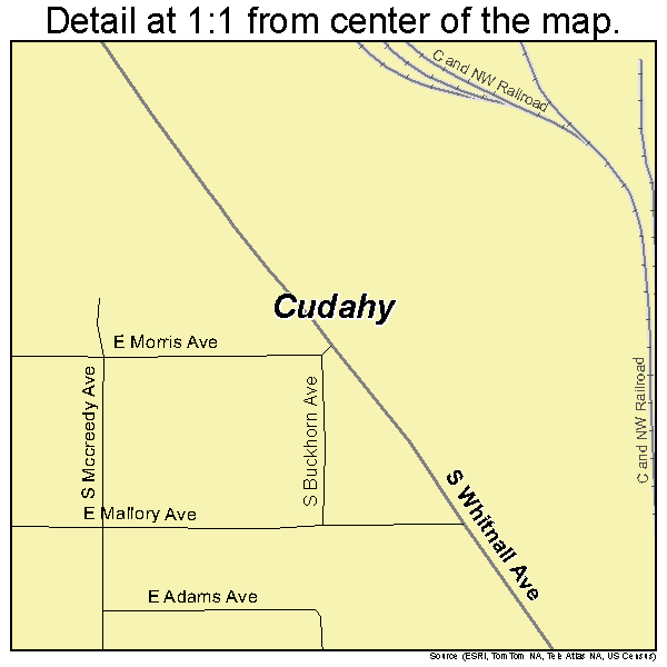Cudahy, Wisconsin road map detail