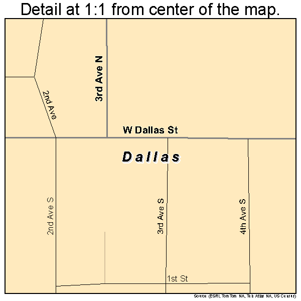 Dallas, Wisconsin road map detail