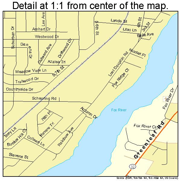 De Pere, Wisconsin road map detail