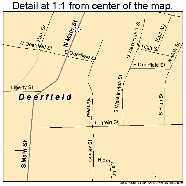 Deerfield, Wisconsin road map detail