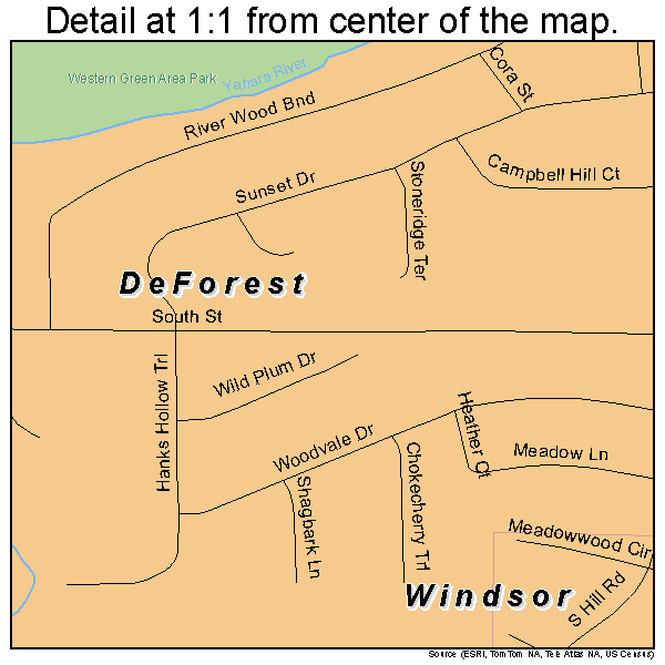 DeForest, Wisconsin road map detail