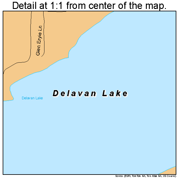 Delavan Lake, Wisconsin road map detail