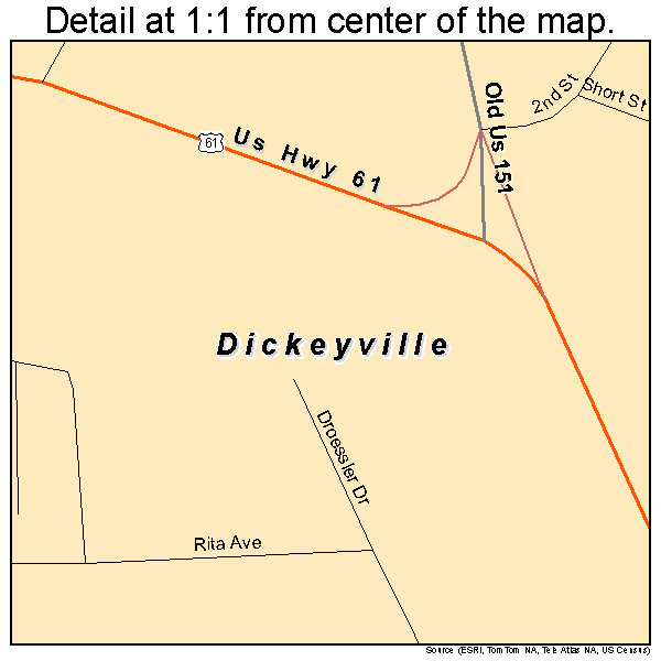 Dickeyville, Wisconsin road map detail