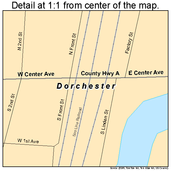 Dorchester, Wisconsin road map detail