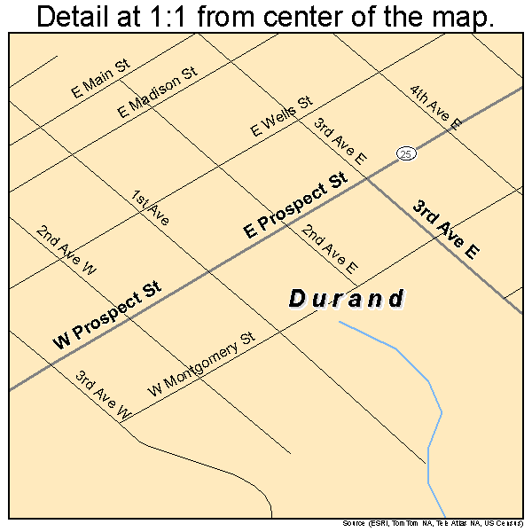 Durand, Wisconsin road map detail