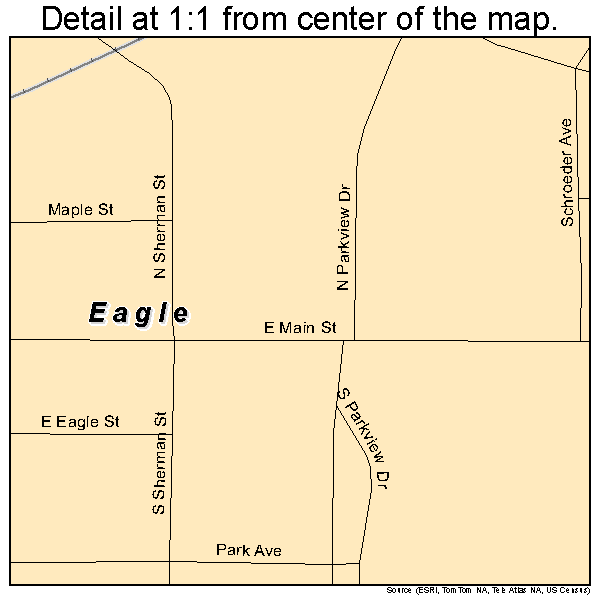 Eagle, Wisconsin road map detail