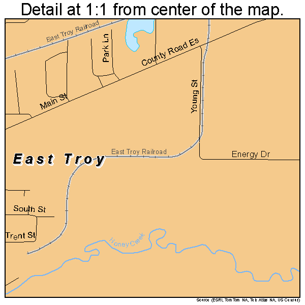 East Troy, Wisconsin road map detail