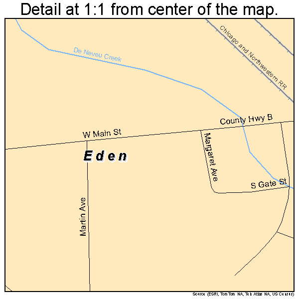 Eden, Wisconsin road map detail