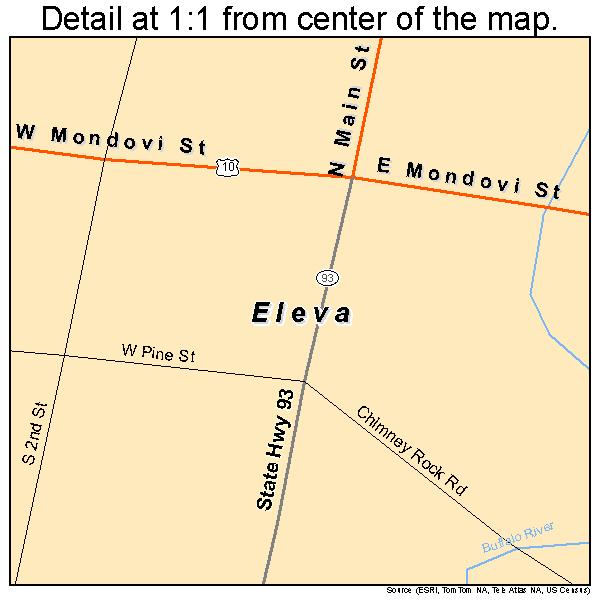 Eleva, Wisconsin road map detail