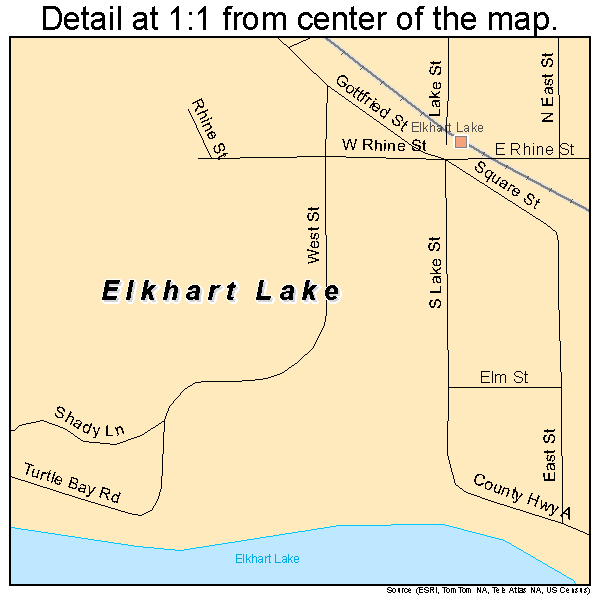 Elkhart Lake, Wisconsin road map detail