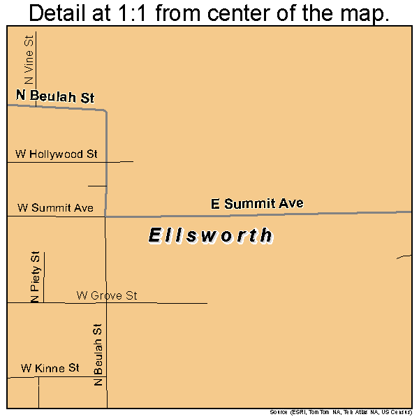 Ellsworth, Wisconsin road map detail