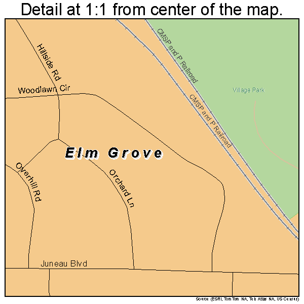 Elm Grove, Wisconsin road map detail