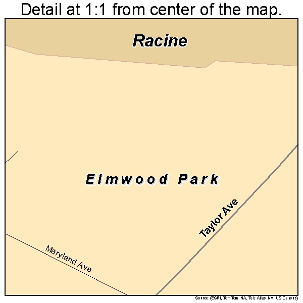 Elmwood Park, Wisconsin road map detail