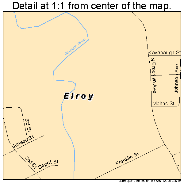 Elroy, Wisconsin road map detail