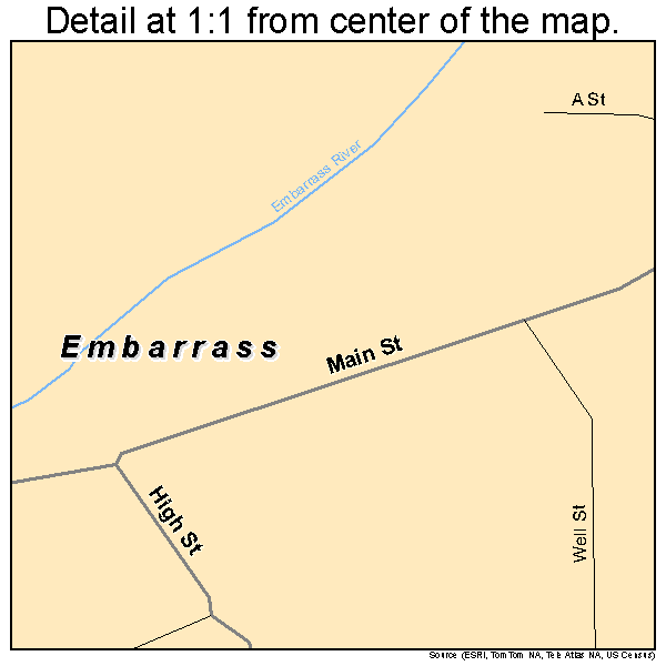 Embarrass, Wisconsin road map detail