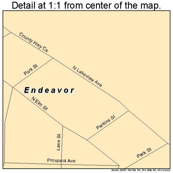 Endeavor, Wisconsin road map detail