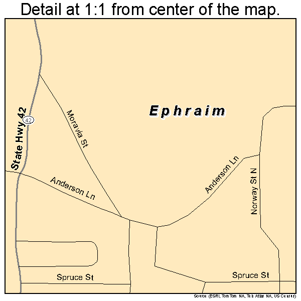 Ephraim, Wisconsin road map detail