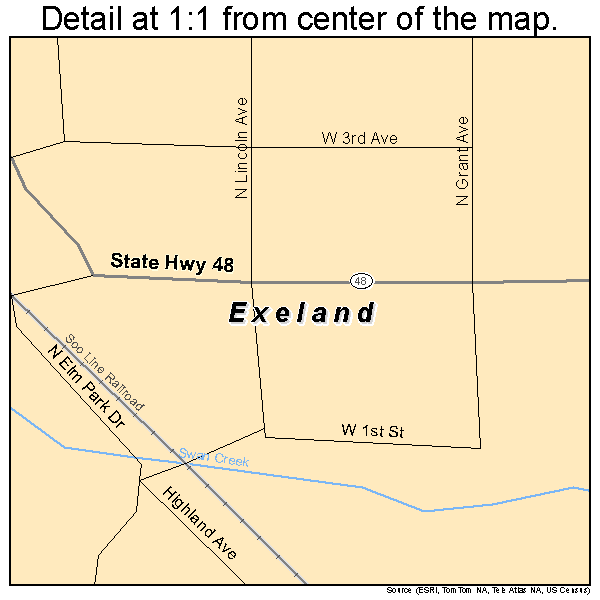 Exeland, Wisconsin road map detail
