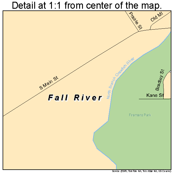 Fall River, Wisconsin road map detail